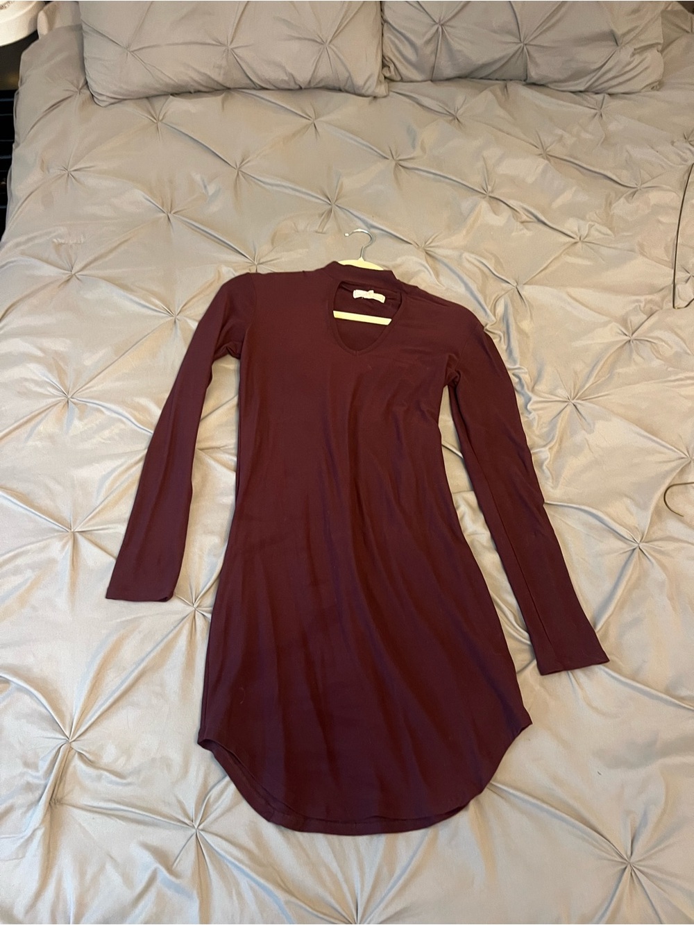 Long Sleeve Burgundy Women's Dress